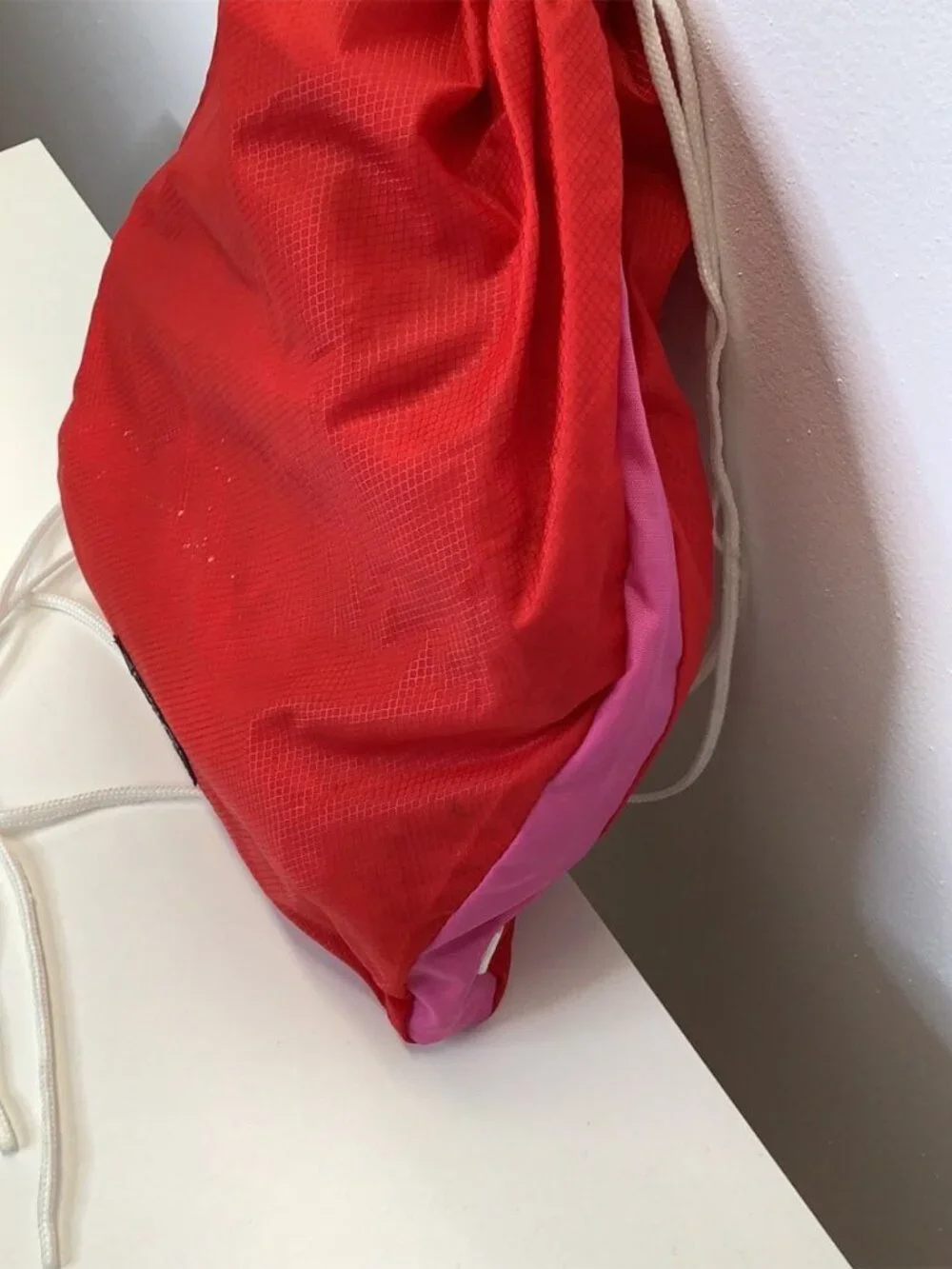 Jansport Red & Pink Vintage Drawstring Bag, Used